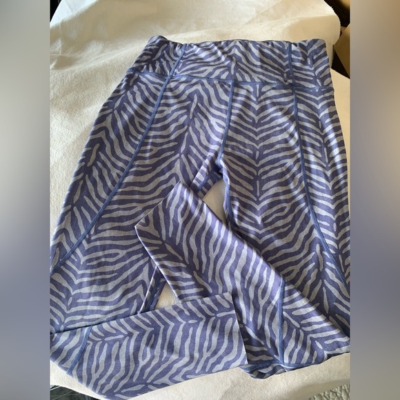 Yoga Pant Leggings Womens M Cornflower Blue Tapered Leg Zebra Print Pre Owned - Picture 6 of 6